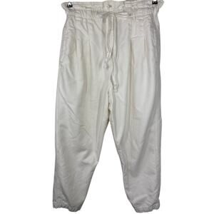 Free People Margate Pleated Paperbag Trouser Pant, Cream / White, Women, Medium